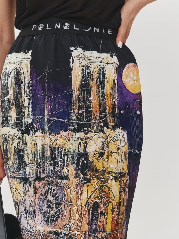 Юбка миди с принтом "ПАРИЖ"