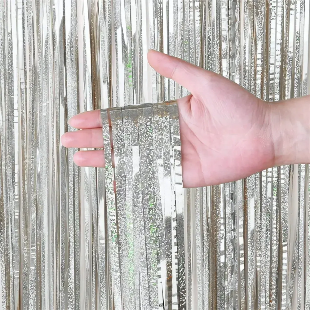Занавес фольгированный «Дождь» ш1м, в2м (галограмма), серебро