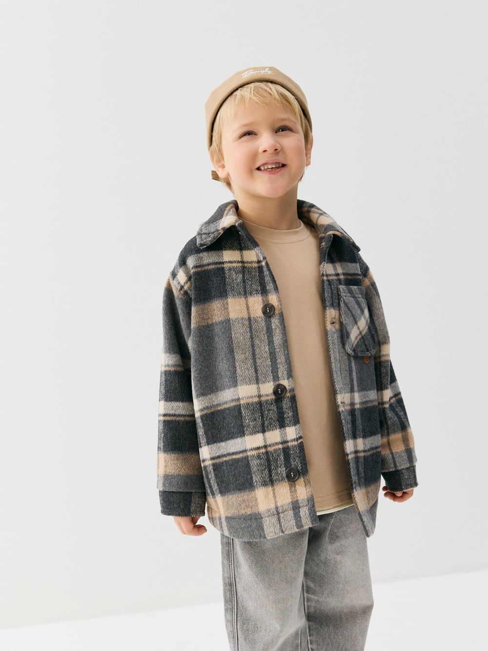 Пальто клетка "Графит"