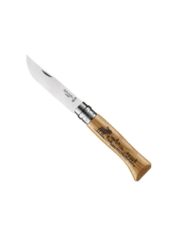 Нож Opinel №8 Animalia, нержавеющая сталь, рукоять дуб, гравировка лось