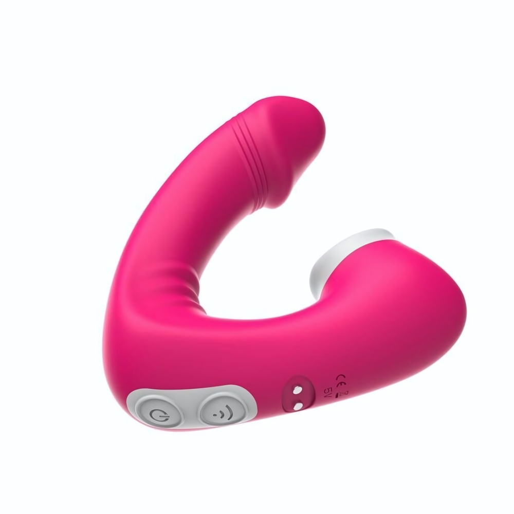 Розовый вибромассажёр с клиторальной стимуляцией (Цвет: розовый)