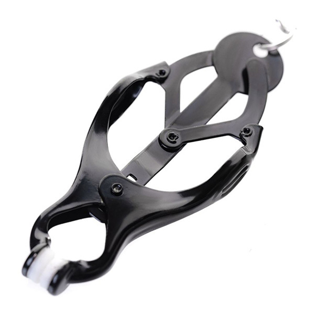 Черно-серебристые зажимы для сосков с кольцом для пениса ToyFa Metal 712050