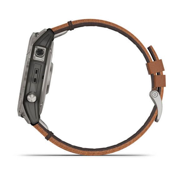 Умные часы Garmin Fenix 7X Sapphire Solar титановый черный с коричневым кожаным ремешком