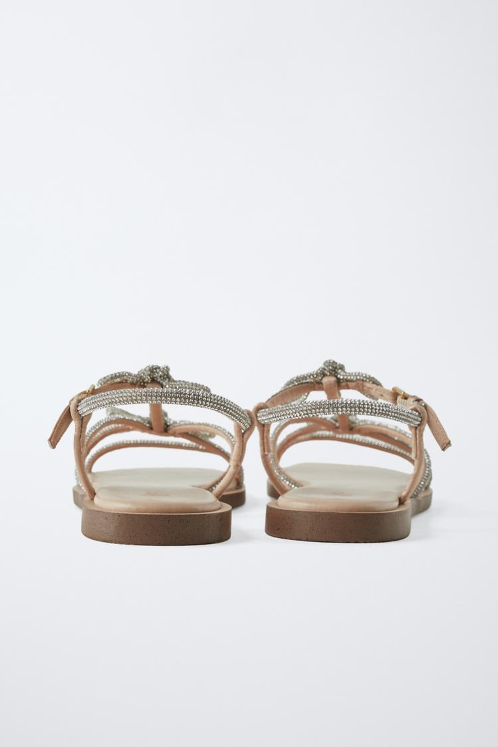 ZARA БЛЕСТЯЩИЕ САНДАЛИИ С БАНТИКАМИ, СЕРЕБРИСТЫЙ