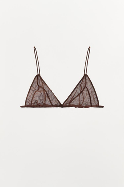 ZARA БРАЛЕТТ ИЗ ШЕЛКА С ФАКТУРНОЙ ОТДЕЛКОЙ, КОРИЧНЕВЫЙ