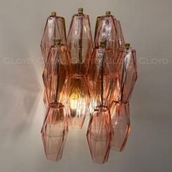 Бра Cloyd CALCUTTA W1 / выс. 37 см - латунь - розов.стекло (арт.20486)