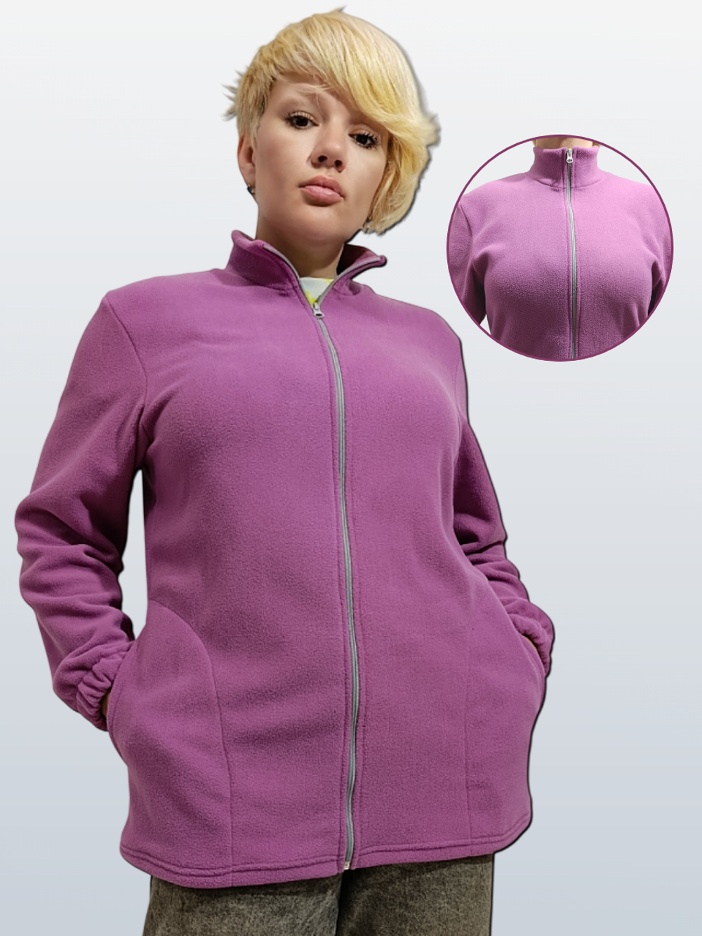 2088 Жакет флисовый ворот стойка на молнии георгин (58)