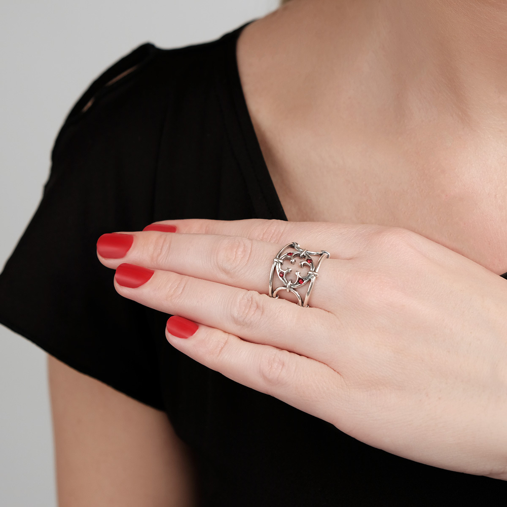 "Ратуша" кольцо в серебряном покрытии из коллекции "Готика" от Jenavi