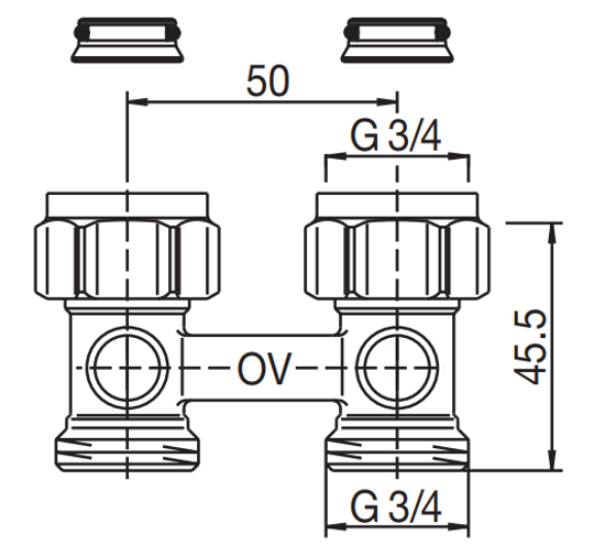Узел нижнего подключения Oventrop Multiflex F ZB 1015813 3/4"х3/4" «евроконус» прямой для радиатора