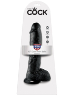Реалистичный чёрный фаллоимитатор-гигант 10 Cock with Balls - 25,4 см. (Цвет: черный)