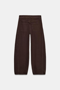 ZARA ДЖИНСЫ Z1975 BARREL СО СРЕДНЕЙ ПОСАДКОЙ И ДЛИНОЙ ДО ЩИКОЛОТКИ, КОРИЧНЕВЫЙ