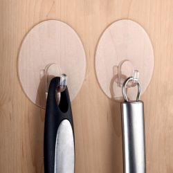 Крючки СИЛА SH68-R2TR-24 на силиконовом креплении D6,8 см прозрачные 2 шт. нагрузка до 1,5 кг | Сила