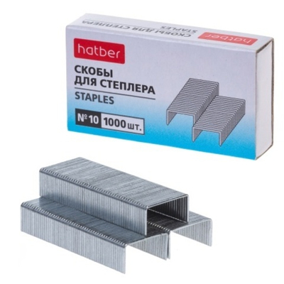 Скобы для степлера Hatber №10 1000 скоб 5мм оцинкованные в картонном боксе