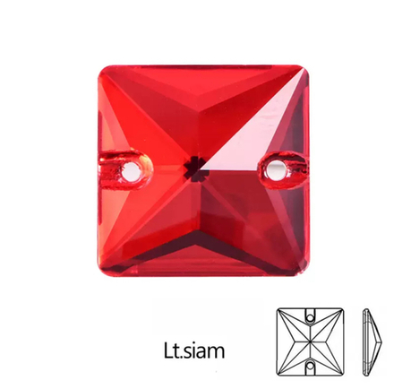 Стразы пришивные, Square, Light Siam, 227, 16mm, (72 ea/pkg), 5A+ (F2)