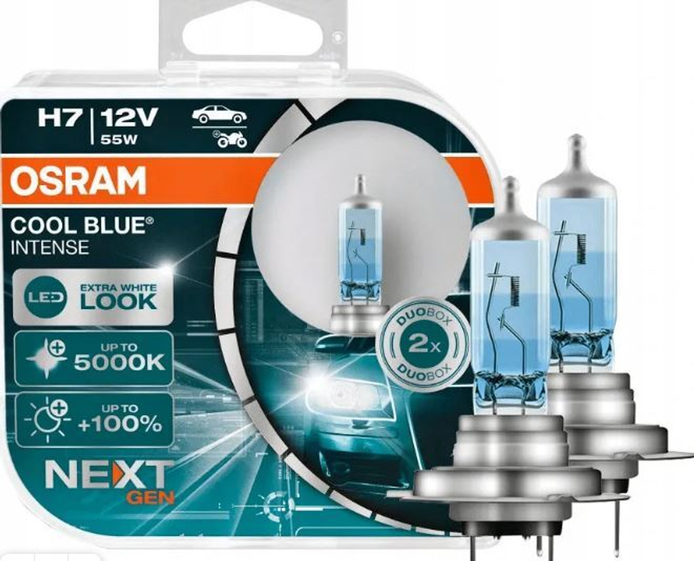 Автолампа H7 12V 55W Osram   +100% 5000K COOL BLUE intens NextGen (64210CBI-HCB_DuoBox) к-т