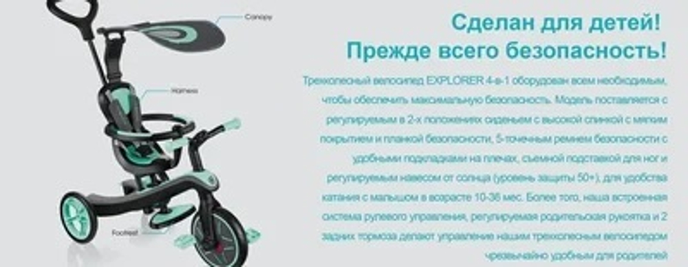 Велосипед-беговел Globber Trike Explorer 4 в 1