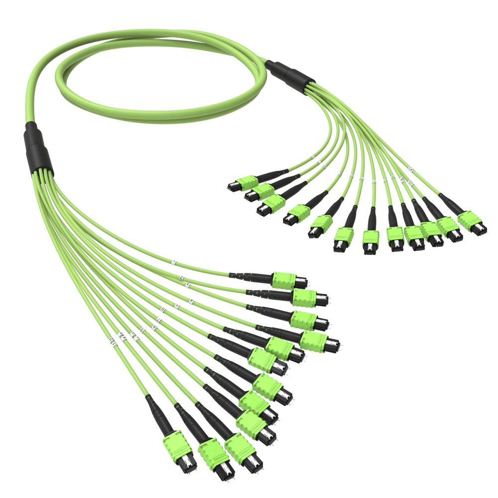 Оптическая магистральная сборка 144 ОВ 50/125 OM5, 12xMTP PRO(12)m/12xMTP PRO(12)m, тип В, 300 м