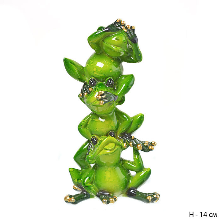 Статуэтка 3 лягушки Не вижу, не слышу, не скажу, полистоун 14 см