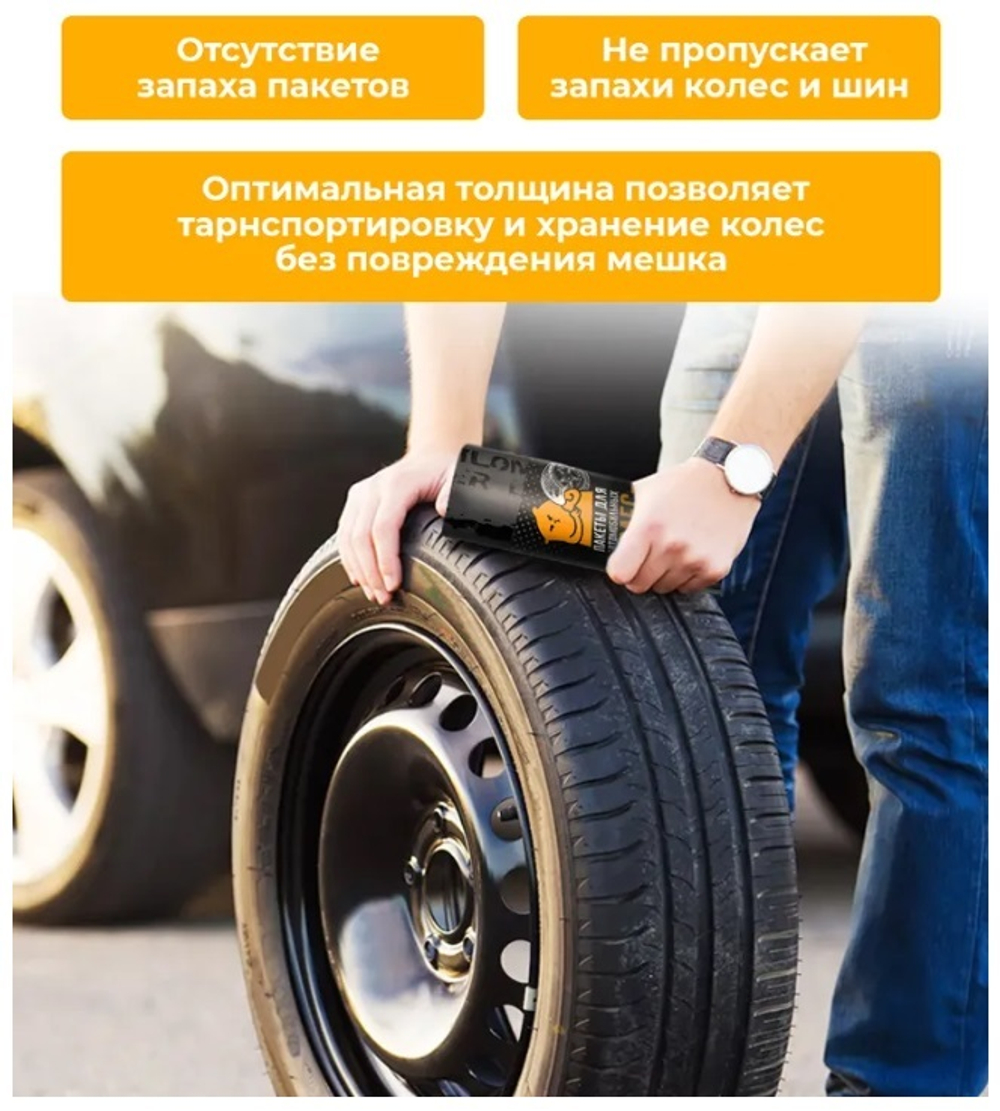 ПАКЕТЫ Д/УПАКОВКИ АВТОМОБИЛЬНЫХ КОЛЕС УФА ПАК 4 ШТ/РУЛ  2059