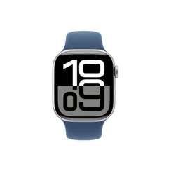 Часы Apple Watch Series 10, 42 мм, алюминий серебристого цвета, ремешок Sport Band цвета «деним»
