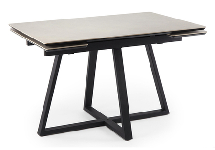 Керамический стол Woodville Памелла 140(200)х80 carmen light grey, черный, ножки черные