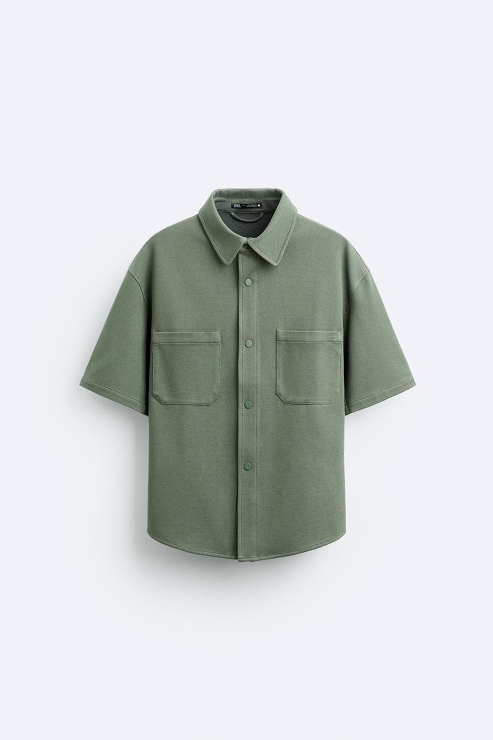 ZARA КОМФОРТНАЯ КУРТКА РУБАШЕЧНОГО КРОЯ С РЕЛЬЕФНЫМ УЗОРОМ, ОЛИВКОВЫЙ