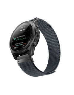 Ремешок TacFit 26 мм. для Garmin Fenix 7x / 6x / 5x / 3, Enduro 2 / Tactix 7, Tactix Delta нейлоновый быстросъемный на липучках (Серый)