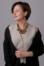 Колье Balls шоколадный жемчуг, оттенок золото