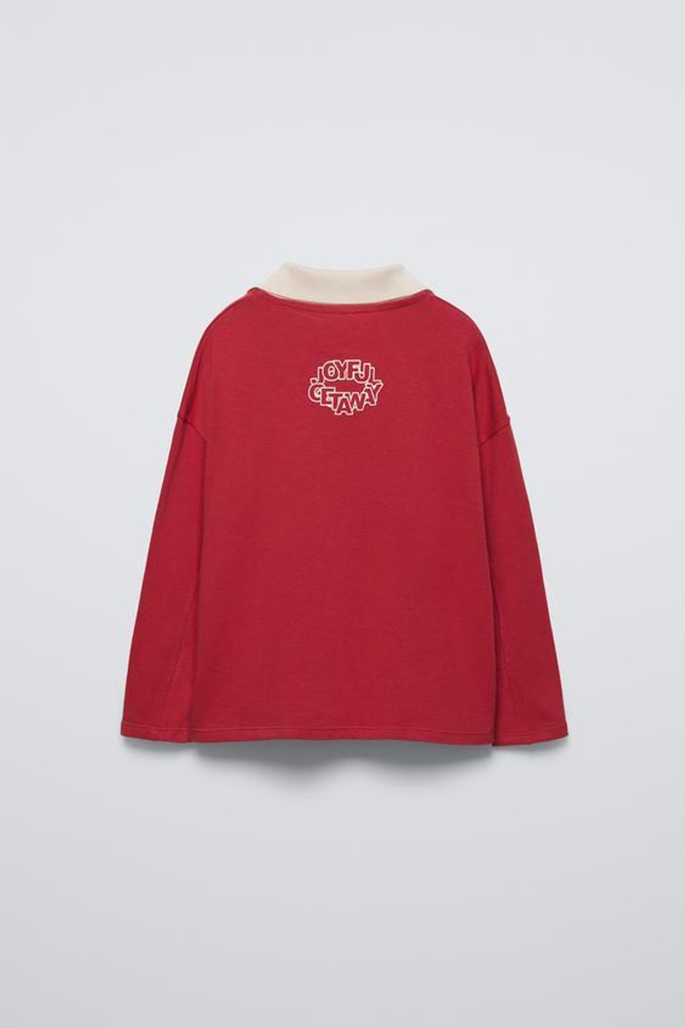 ZARA ФУТБОЛКА ПОЛО С РЕЛЬЕФНЫМ ПРИНТОМ, КРАСНЫЙ