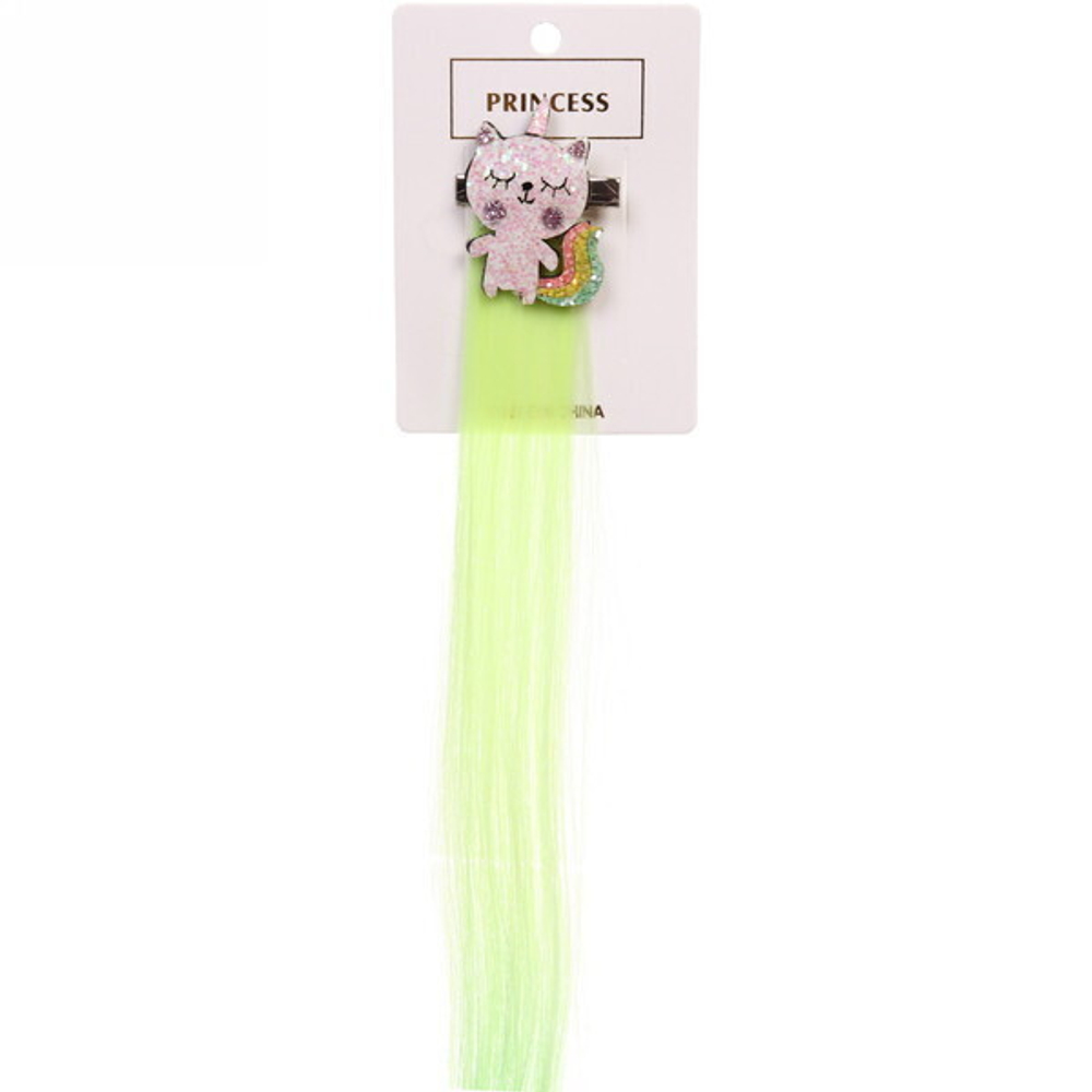 Зажим для волос с нейлоном 1шт детские»Show- Котик», микс 4 цвета, 35 см