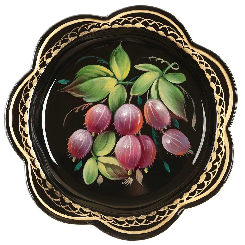 Жостовский поднос декоративный, размер 18 см (A1), металлический