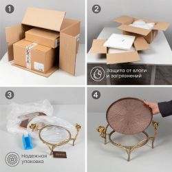 Фруктовница-конфетница Нимфея (поднос) Бронза Синий