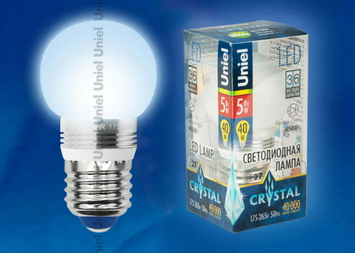 LED-G45P-5W/NW/E27/FR ALC02SL PROMO Лампа светодиодная, в составе набора из 3шт. Форма шар, матовая колба. Серия Crystal. Материал корпуса алюминий.