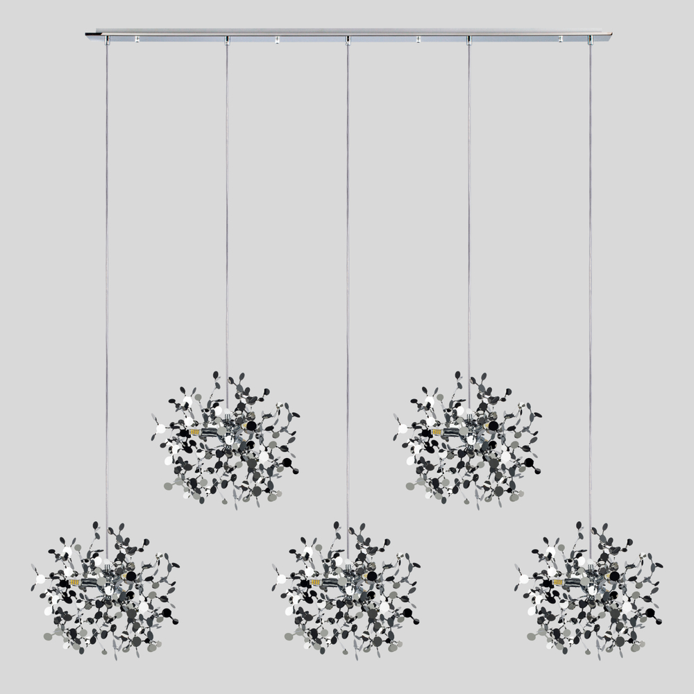 L5PL721134 Подвес пятерной линейный EXTRA 5x3x5W(led) G9  (721134 - 5 + 572164 -1) ХРОМ