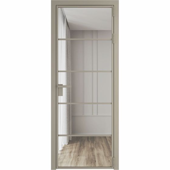 Алюминиевая дверь 14AG никель матовый остеклённая