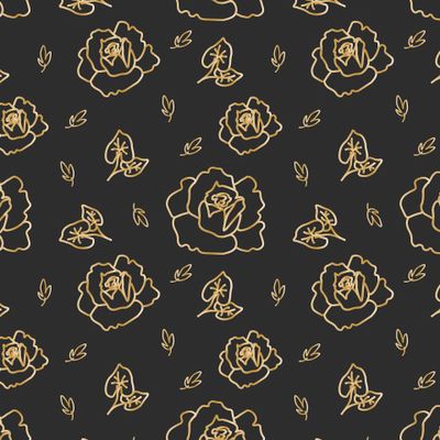 Бесшовный паттерн с золотыми цветами на чёрном