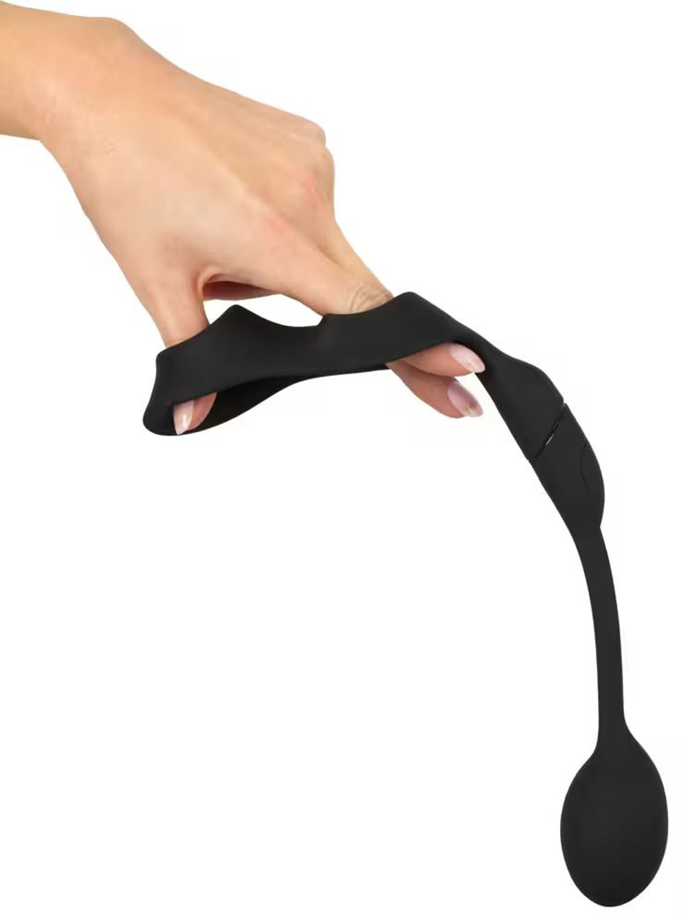 Черное виброкольцо с анальной пробкой Cock Ring with RC Butt Plug (Цвет: черный)