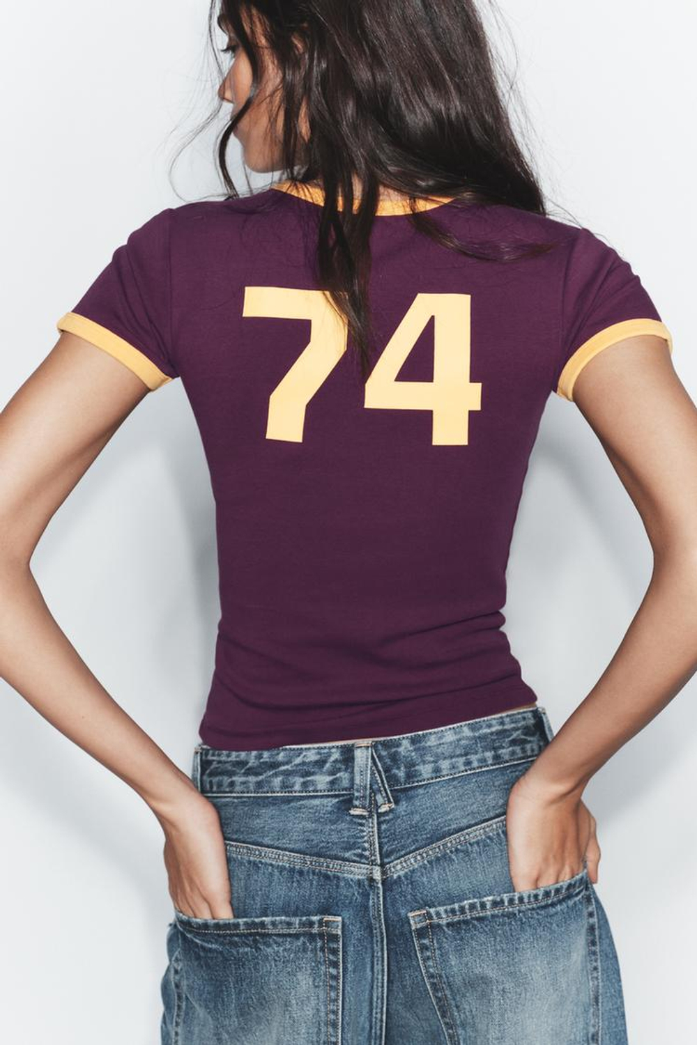 ZARA ФУТБОЛКА С НАДПИСЬЮ, ВИННЫЙ