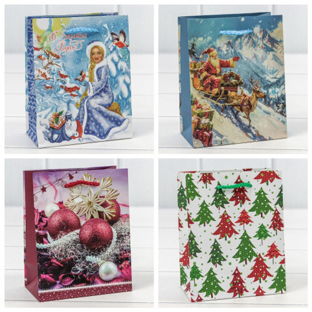 Пакет подарочный 12 х 15 х 6.7 см Набор 4 шт "Микс" (Микс)