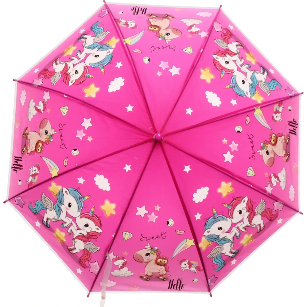 Зонт детский полуавтомат «Ultramarine - Единорожки», микс 4 цвета, 8 спиц, d-86см, длина в слож. виде 65см