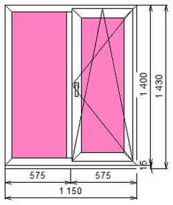 Пластиковое окно 1400 х 1150 ТермА Эко