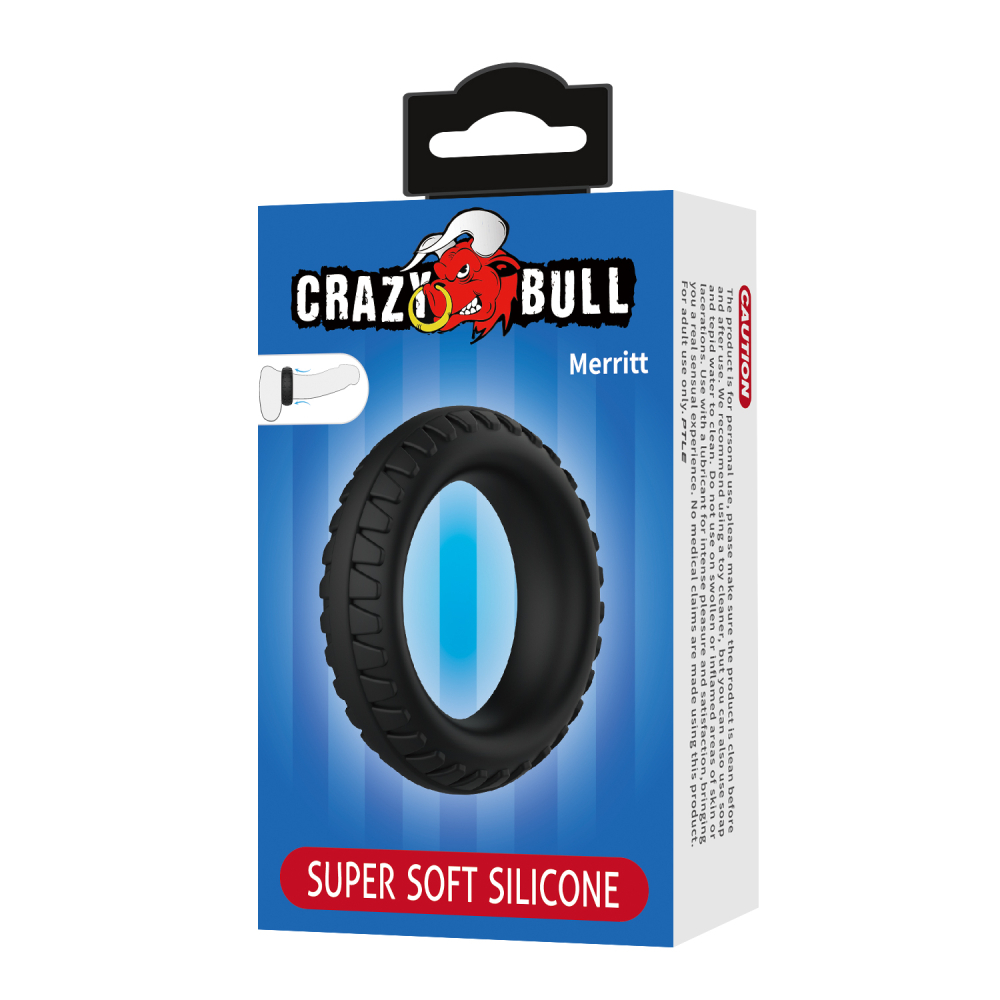 Эрекционное кольцо из силикона CRAZY BULL 35 мм растягивающееся черное