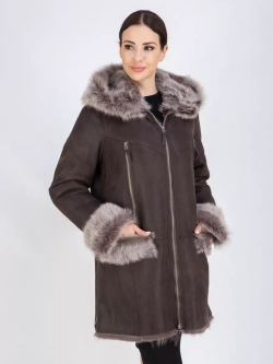 Дубленка натуральная с капюшоном зимняя