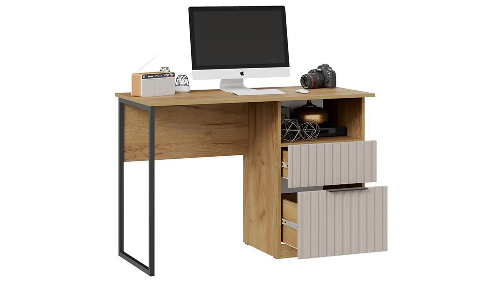 Стол письменный с ящиками Дуб Крафт золотой/Мокко матовый 110,2х50,3х75 см