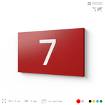 Табличка с номером 7 на дверь квартиры, для офиса, кабинета, аудитории, склада, красная 120х70 мм, Айдентика Технолоджи