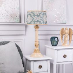 Настольная лампа Колонна Испанская Айвори Тюссо Vatican Аквамарин