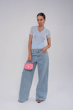 Блуза тонкой ручной вязки с итальянским кружевом