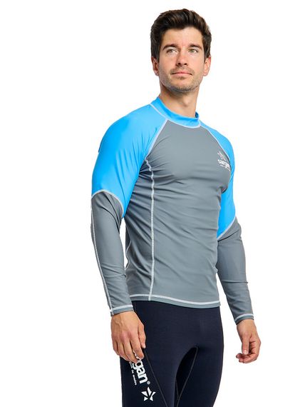 Футболка рашгард лонгслив Sargan Агидель UPF 50+ мужская серо-синяя