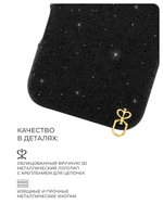 Чехол PYNANA для iPhone 17 Pro Max кожа, кристаллы, черный