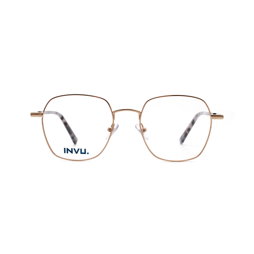 Оправа многогранник INVU G3300 B с клипом черная золотая гавана